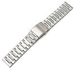 Uhrenband Uhrenarmband Rostfreier Stahl Wickeln Sie Stahlband Armband Unisex Flacher Riemen mit flachem Mund Schöne Farbe 190 * 24 mm (Silber)