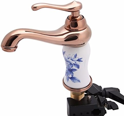 HQLCX Basin faucet, all copper rose gold faucet, hot and cold porcelain, blue and white porcelain, basin faucet
