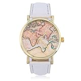 Dreaflower Quarzuhr, Mode Stilvolle Frauen Geneva Globe World Map Watch Genf Uhren Frauen Kleid Uhren Quarz Armbanduhr