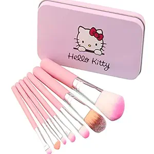 Angelie Soft Bristle Makeup Mini Brush Kit- Pink, 7 Pieces