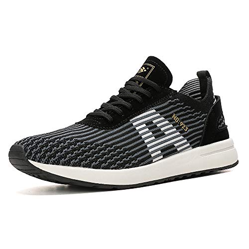 AX BOXING Zapatillas Hombres Deporte Running Sneakers Zapatos para Correr Gimnasio Deportivas Padel Transpirables Casual (45 EU, A9608-Negro)