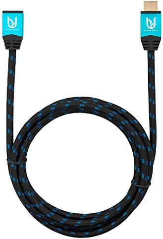 4K HDMI 2.0b Extension Cable by Ultra HDTV 0.5m I Premium High Speed Lead I 4K@60Hz (no stuttering!) I Nylon Braided, Metal Adapters, Ethernet, 3D, HDR, ARC
