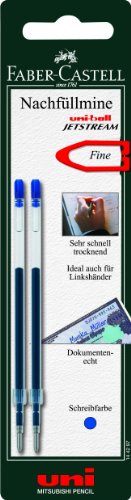 Mitsubishi 144297 - Refillmine uni-ball JETSTREAM, Mine: 0,5 mm, 2er Packung, blau