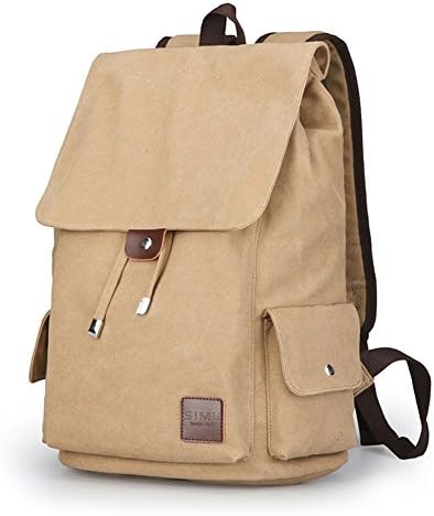 Yokeeyoo Canvas Flap Drawstring Backpack School Bag Travel Bag for Middle School