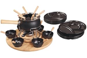 Set Fonduta in Acciaio Nero Opaco/Ceramica Nera 28 pz. - Eva Collection