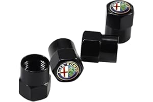 PSL 4 pieces Car Valve Caps for Alfa Romeo,Premium Leak-Proof air nozzle cap Dust Caps fit protecting Tyres Rims Accessories,Black