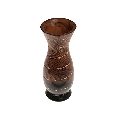 Vase, Holzvase, Höhe 30,5 cm, Designvase, Deko, Dekoration, Dekovase, Holz, Braun, geflammt