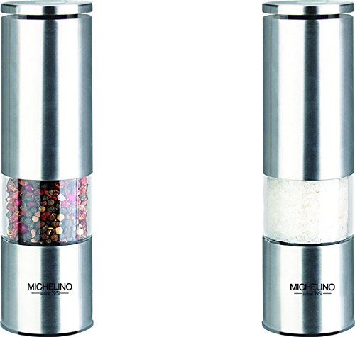 MICHELINO manuelle Edelstahl-Pfeffer-/Salzmühle mit Keramikmahlwerk (Menge 1)