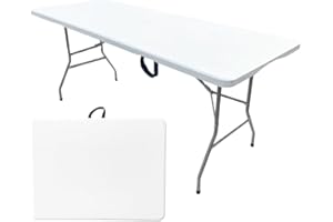 Durabull 6ft Plastic Folding Trestle Table - Heavy Duty -Indoor & Outdoor Solution for All Occasions - 150kg Capacity- Easy Setup, Folds in Half for Compact Storage, Portable with Carry Handle