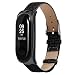 Produktbild DingLong für Xiaomi Mi Band 3 Uhr Leder Metallrahmen Uhrenarmband,Geschäft Gewebte Muster Ersatz Handgelenkband Lederarmband 240mm (A)