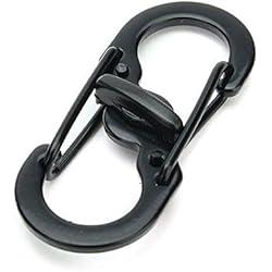 GIlH 5pcs S Shape Plastic Steel Anti Theft Carabiner Keychain Hook Clip EDC Tool Black