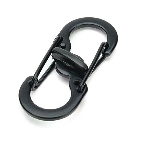 GIlH 5pcs S Shape Plastic Steel Anti Theft Carabiner Keychain Hook Clip EDC Tool Black