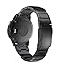 Produktbild SHOBDW Armband für Garmin Fenix 5 & Forerunner 935 - 22 mm, Quickfit-Wechselarmband Ersatz Replacement band , Echtes Edelstahl-Armband Schnelles Wiedereinbau-Sitz-Band-Bügel Wristband Uhr Verstellbar (Schwarz-1, für Garmin Fenix 5)