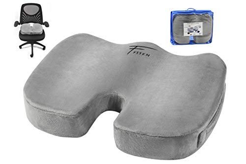 Fitem Coussin Ergonomique à Mémoire de Forme - Coussin de Siège - Coussin Orthopédique - Coussin pour Le Dos, Le Coccyx - Soulage Douleurs au Dos et Améliore la Posture - 44 x 36 x 6,5 cm