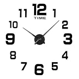 AnySell 3D DIY Digital Fashion Wanduhr Acryl Spiegel personalisierten Aufkleber Armbanduhr, Schwarz