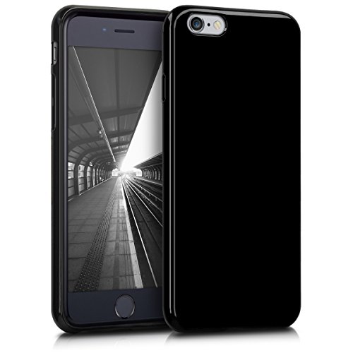 kwmobile Funda para Apple iPhone 6   6S - Carcasa para m  vil en  TPU Silicona  - Protector  Trasero  en  Negro Brillante 