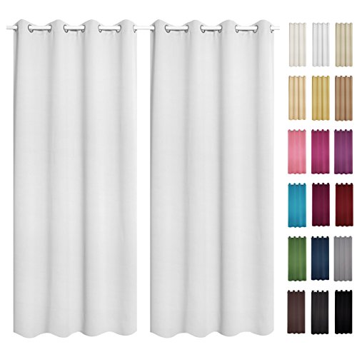 WOLTU® #488-2 2 x Gardine Vorhang blickdicht mit Ösen , 2er Set Verdunkelungsvorhang Verdunkelungsgardine , leicht schwere Vorhang Ösenschal , 135×225 cm , Weiß - 4