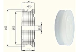 FOXCUP Zabi Nylon Rope Roll Plastic Diameter 80 mm for Rope 10 mm Profile without Bearing (Sleeve Bearing)