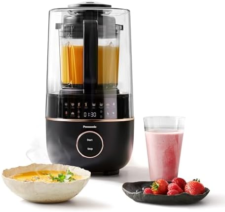 Panasonic MX-HG4401KXE Frullatore e prepara/cuoci zuppe, 1,2L, 800W, Caldo e Freddo, 9 Modalità Automatiche, 10 Impostazioni di Velocità, Timer, Mantieni Caldo, Pulizia Automatica, Nero e Oro Rosa