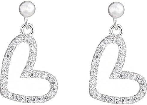 Luckyfree Love Earrings Heart-Shaped Ear Fall Short Simple 925 Pure Silver Girl Ears
