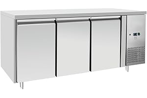 METRO Professional Kühltisch GCC3100, 334 L, Arbeitstisch mit Kühlung/Kühltheke, Kühltisch Gastro aus Edelstahl, 3 Türen, 400 W, mit Schloß