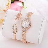 Lnyy Damen Armband Stahl Armband einstellen Uhr