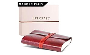 Tivoli Diario / Taccuino in Pelle riciclata, Realizzato a mano da Artigiani Toscani, Include Scatola Regalo, A5 (15x21 cm) Rosso