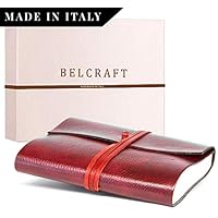 Tivoli Diario / Taccuino in Pelle riciclata, Realizzato a mano da Artigiani Toscani, Include Scatola Regalo, A5 (15x21 cm) Rosso