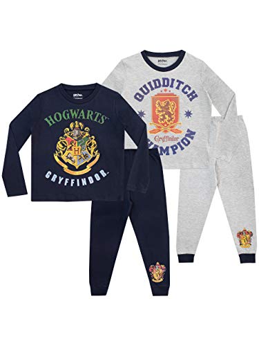 Harry Potter Pijamas de Manga Larga para Niños Hogwarts 2 Paquetes 7-8 Años
