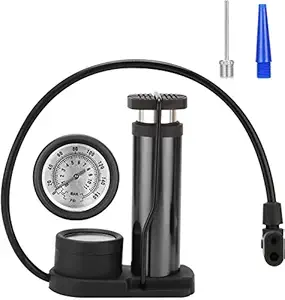 Onshoppy Bike Pump Mini Portable Bicycle Foot Pump with Pressure Gauge Bike Tire Air Pump with Gas Ball Needle for All Bike,Fits Presta & Schrader Valve