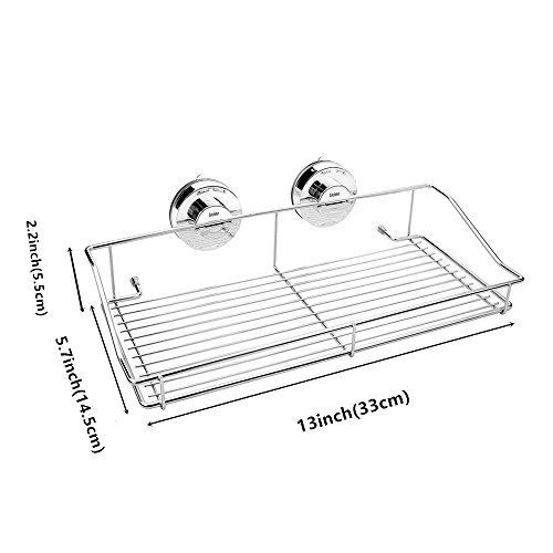 Locisne Edelstahl-Vakuum-Saug-Caddy-Regal Rostfrei mit zwei drehen u. Verriegeln Sie Viereck-super starken Wand-Halter für Küche-Badezimmer-Speicher-Korb - 2