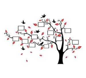 Wallstick Vinyl Photo Frame Tree Wallsticker (150 cm X 100 cm, Multicolor) (69-3407)