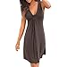 Produktbild Deloito Damen Sommer Lässige Abend Kleidung Party Strand Kleid Einfarbig Lange Shirt Lose Ärmellos T-Shirt Kleid Tunika Midi Kleid (Braun,Large)