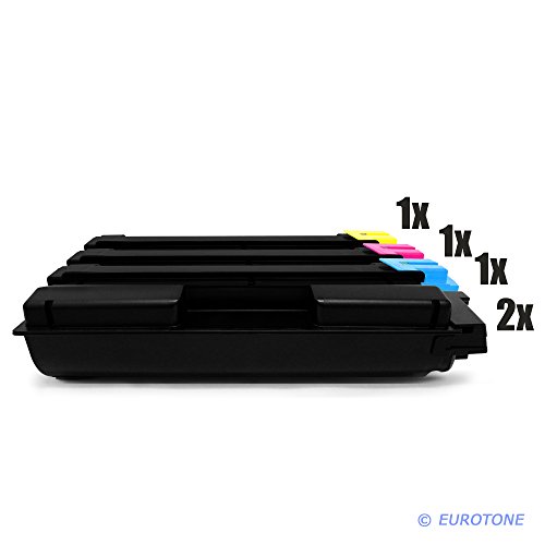5er Set Eurotone Toner XXL ersetzt TK-5140 CMYK für Kyocera M 6030 6530 cdn P6130 cdn ECOSYS Series im Sparpack - 2x schwarz