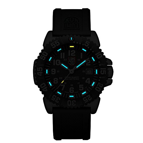 Luminox Navy SEAL Steel Colormark Men's Quartz watch with Black dial featuring LLT Luminox light Technology 44 millimeters Stainless Steel case and Black PU Strap  XS.3151.NV