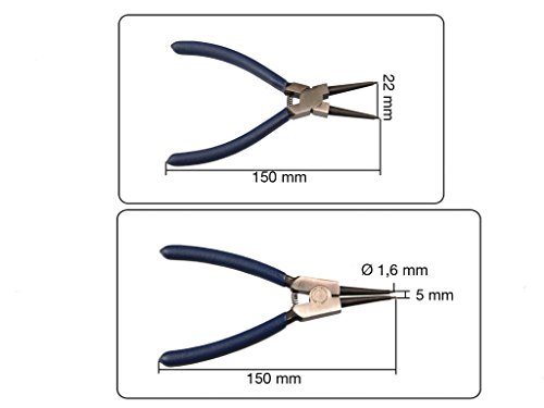 4 tlg. Set Seegeringzangen 150 mm Innen und Aussen – gebogen 90° und gerade - 2