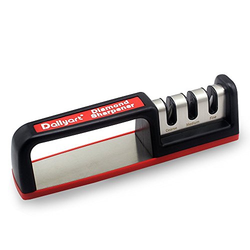 Dailyart® -- JYMDS-3K Messerschärfer Messerschleifer Knife Sharpener mit 3 Stufen (Rot)
