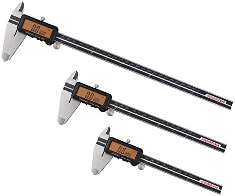 Accusize - 3 Pcs/Set 6"+8"+12" Yellow LCD Elec Digital Caliper Inch/mm/Fraction, #1110-18x3