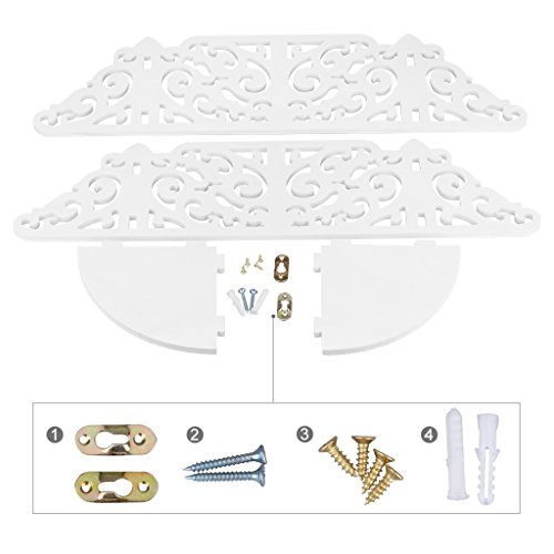 Finether weißes Wandregal Hängeregal Schweberegal kleines Deko Regal im Barock Stil für Wohnzimmer Badezimmer zur Aufbewahrung von Dekoartikel Toilettenartikel Fotorahmen aus WPC Wandmontage weiß 53 x 15 x 15 cm - 7