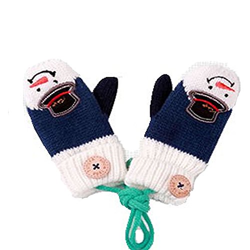 Babe Mall Inc® Christmas- themed Unisex Snowman Cute Silky Smooth Keeping Warm Winter Gloves/Mittens--Navy Blue