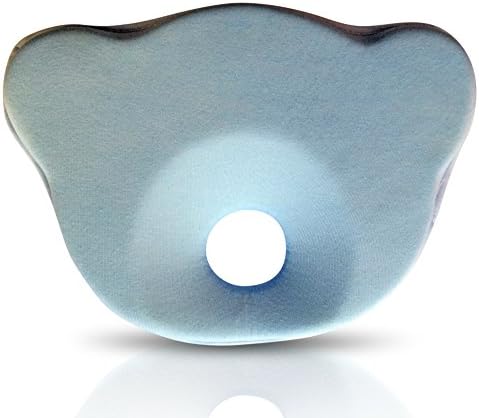 Lexikind baby pillow| Baby pillow made of memory foam to prevent flat head syndrome | Baby pillow that helps prevent deformation of the back of the head (Bear lightblue)