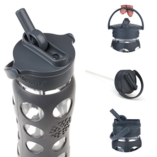 Lifefactory 260005 Flaschenaufsatz Straw Cap für Glasflaschen, 350 / 475 / 650 ml, kohlenstoff - 2