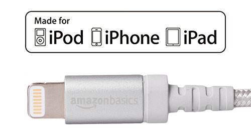 AmazonBasics Verbindungskabel Lightning-auf-USB-A, Nylon, geflochten, 0,9 m, zertifiziert von Apple, Silber - 2