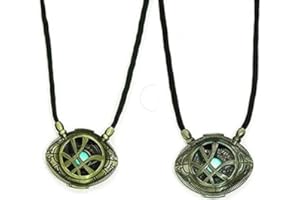 HUAWELL Collar de 2 piezas para disfraz de Dr Strange Eye of Agamotto, colgante de piedra brilla en la oscuridad, regalo para Navidad, día de San Valentín, aniversario, cumpleaños, fecha