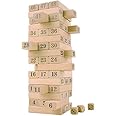 Magicwand® 54 Pcs Wooden Stacking Blocks Toy with 4 Dices Blocks Toy【Pack of 1 Set】【Wooden】…