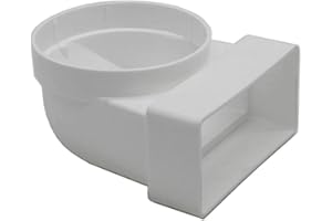 Kair Elbow Bend Adaptor 110mm x 54mm to 100mm - 4 inch Rectangular to Round 90 Degree Bend Adapter for Converting to Different Size Plastic Ducting Systems - Female