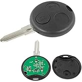 Remote Control Key Shell Remote Control Car Key Compatible with Smart 450 Fortwo Forfour Roadster 3 Button 433 MHz with Chip 