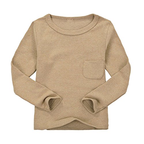 CuteOn Kids Boys Girls Long Sleeve Cotton T-Shirt Light Coffee 5 Years