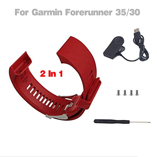Preisvergleich Produktbild TianranRT Universalarmband - Für Garmin Forerunner 35 / 30 Uhr Pulsmesser Mit Armband + Ladegerät, Rot (18Cm * 10Cm * 3Cm)
