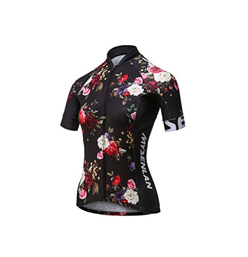 MYSENLAN Femme Cyclisme Maillot de Manches Courtes Respirant Vélo Jersey Séchage Rapide Vêtements